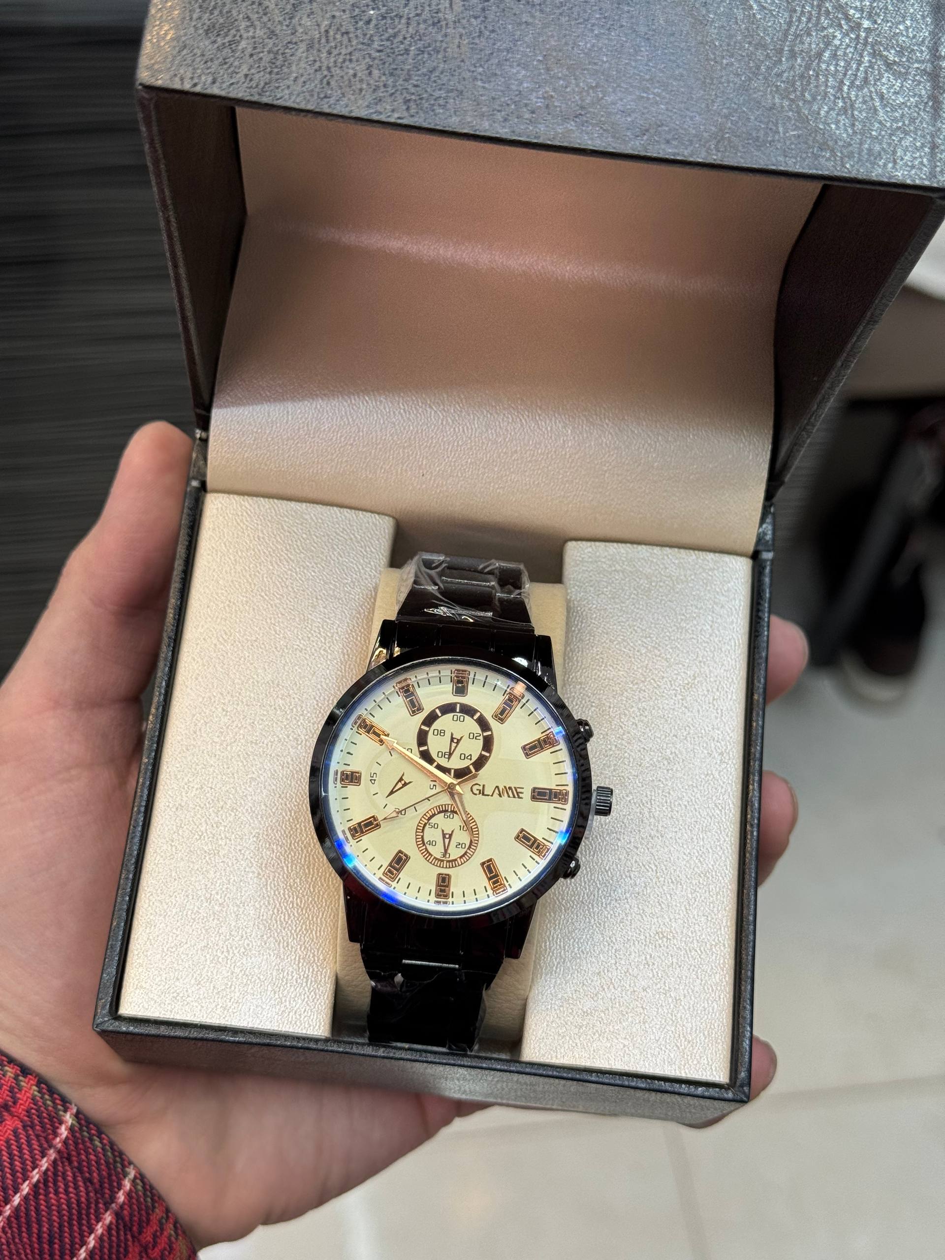 ساعت مردانه طرح سه موتوره بند فلزی اقتصادی